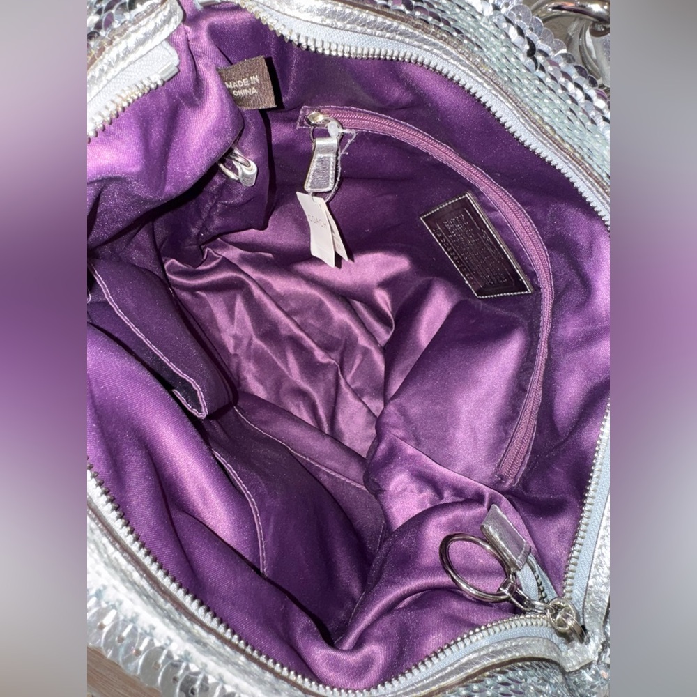 RARE Vintage New Coach Poppy Limited Edition Sequin Spotlight Silver Tote #13821 - Picture 15 of 16